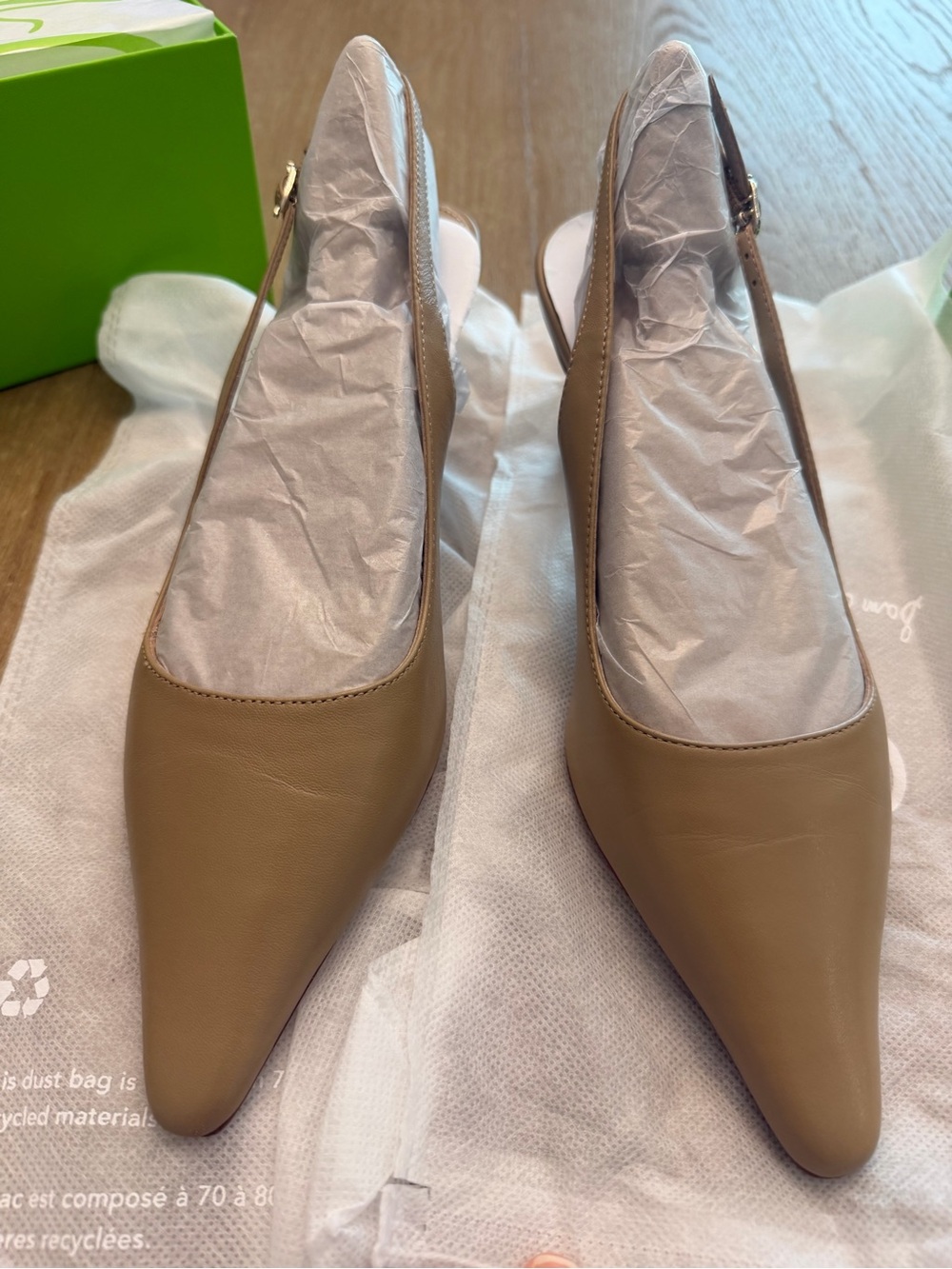 Sam Edelman Bianka Slingback Kitten Heels in Beige Leather - Picture 4 of 6